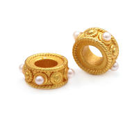 Color dorado mate, latón y perlas de imitación de plástico, espaciador de rueda, cuentas para pulsera, accesorios para hacer joyas Diy - details 8