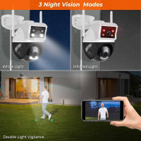Cámara de Seguridad Solar Inalámbrica, Visión 360°, Detección de Movimiento AI, Visión Nocturna 2K para Seguridad del Hogar al Aire Libre - details 4