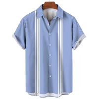 Camisa de botones a rayas a la moda para hombre, ropa de calle informal de negocios de manga corta de gran tamaño de verano - details 6