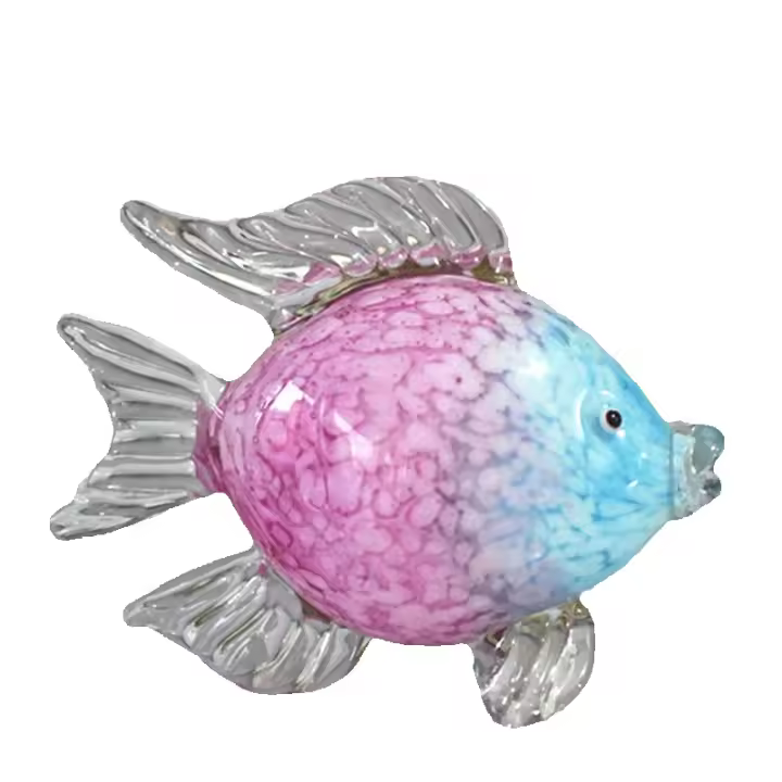 Pez de cristal de colores hecho a mano, adorno de animales, estatuilla de cristal, recuerdo de arte mediterráneo, manualidades, regalo, figuritas de cristal, decoración del hogar - 1
