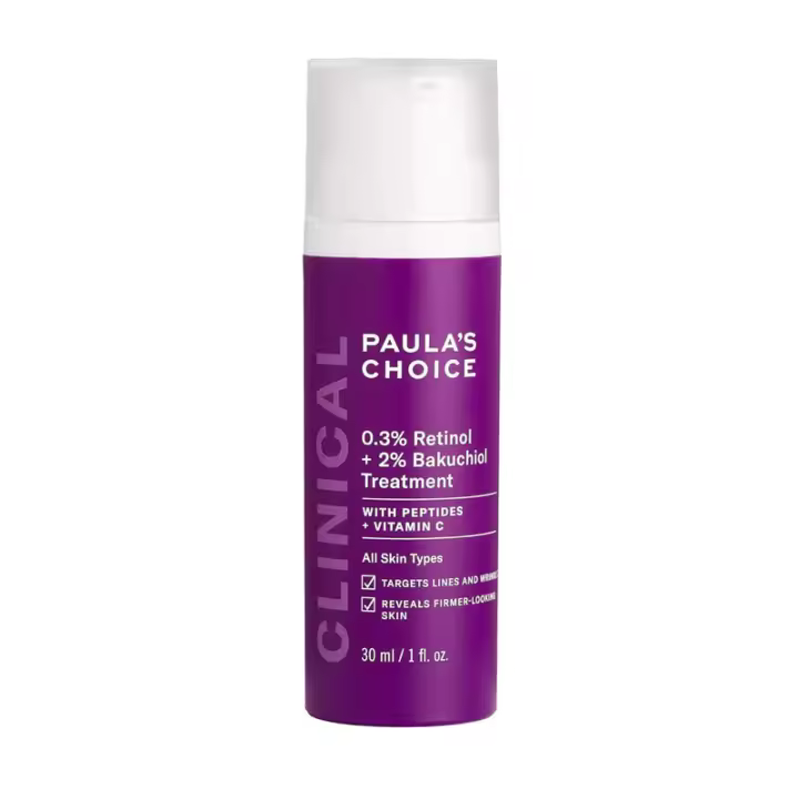 Paula's Choice CLINICAL 0.3% Retinol + 2% Bakuchiol Treatment, suero antienvejecimiento para arrugas profundas, líneas finas, sin fragancia y - 1