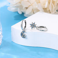 Pendientes de plata 925 con diseño de luna y estrellas, 2 pares para mujer, pendientes de hexagrama de plata de ley 925 para joyería de boda fina - details 13