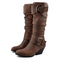 Botas martin de cuero con tacón de cuña para mujer, zapatos de plataforma informales, Otoño e Invierno - details 4