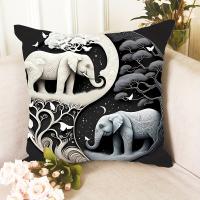 Funda De Felpa Corta Con Estilo Elefante, Decoración Temática De Cojín Cuadrado, Almohada, 1 unidad - details 2