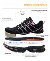 Zapatos de seguridad antideslizantes para mujer, botas de trabajo ligeras con punta de seguridad ANTIPERFORACIONES, color negro - details 7