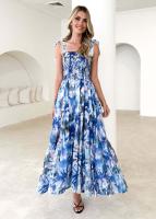 2025 Primavera/Verano ropa de mujer tirando de la correa de cintura elástica gran Swing vestido largo estampado falda niños - details 3