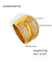El Nuevo Anillo Geométrico de circón brillante es adecuado para los nudillos de Maple inoxidable Dorado de las mujeres, Regalos de joyería de moda y lujo de las mujeres. - details 1