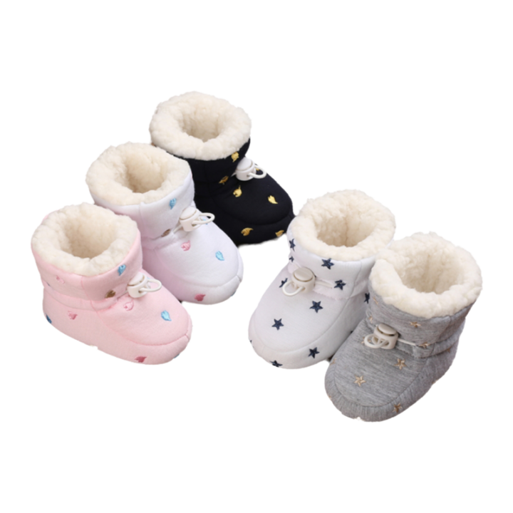 Infant Girls' Ankle High Casual Soft Fabric Sneakers, Round Toe Slip-On with Heart Pattern, Comfortable Indoor Walking Shoes fo