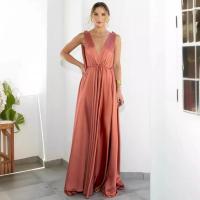 2025 Vestido largo de satén sin mangas Para mujer, de estilo imperio prenda elegante, Vintage, Para boda - details 2
