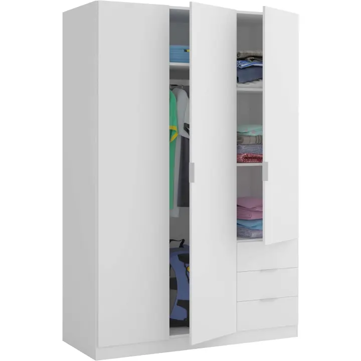 Cajones, acabado en color blanco Artik, medidas: 121 cm (ancho) x 180 cm (alto) x 52 cm (fondo) - 1