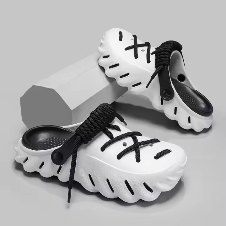 Zuecos casuales minimalistas con cordones unisex, zuecos cómodos antideslizantes suaves de moda, zapatos de moda para uso en interiores y exteriores, zapatos de moda, sandalias únicas - 1