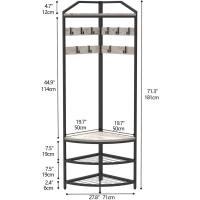Perchero de esquina de metal, perchero de pie con 12 ganchos móviles y estante de almacenamiento para pasillo, salón, dormitorio, oficina, pasillo, entrada - details 9