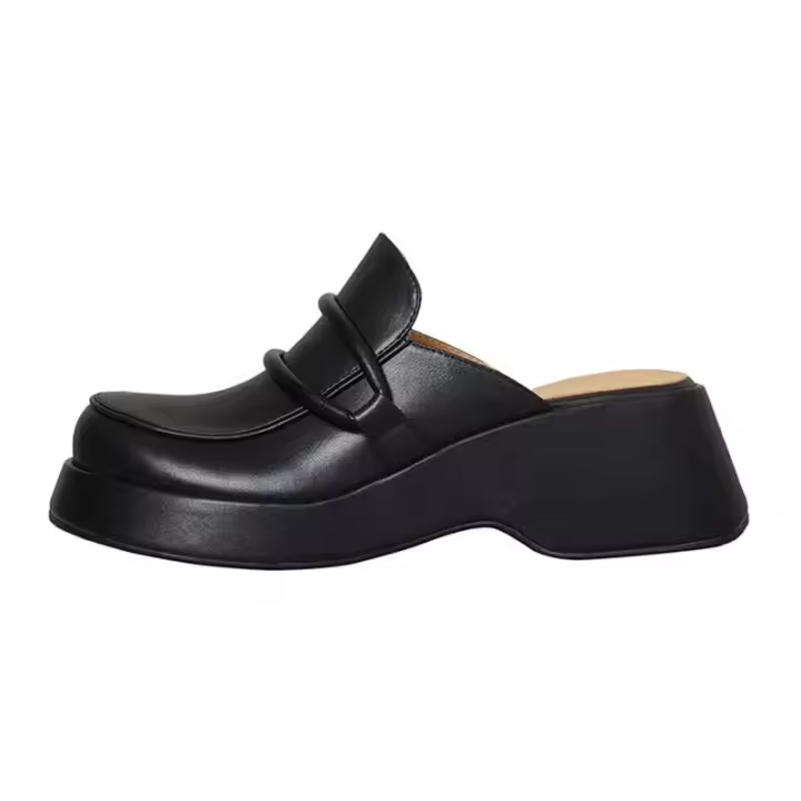 Plantillas de cuero planas de lujo para mujer, tacones altos, deslizadores para exteriores, zapatillas deslizantes perezosas, verano, novedad de 2024 - 1