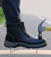Botas de trabajo de cuero, punta de acero, zapatos cálidos de protección de seguridad contra golpes y golpes de terciopelo de invierno, botas de nieve para hombre - details 2