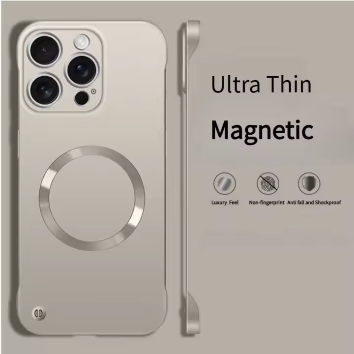 Pintura metálica ultrafina magnética para funda Magsafe para iPhone 16 15 14 13 12 Pro Max Plus cubierta de refrigeración sin marco para PC a prueba de golpes - 1