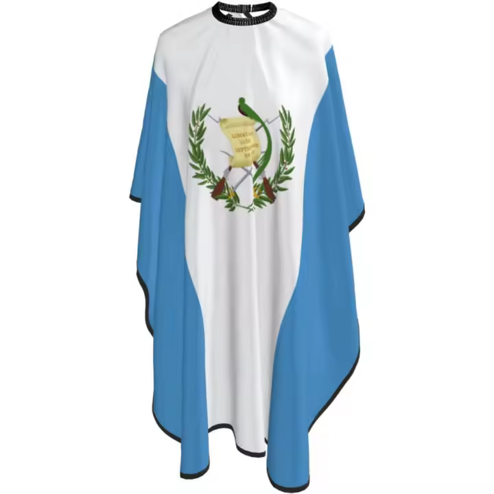 Capa de peluquero para salón de la bandera nacional de la República de Guatemala - Capa de corte de pelo impermeable para peluquería profesional con cierre a presión ajustable - Delantal de corte de pelo - 55''X66'' - 1