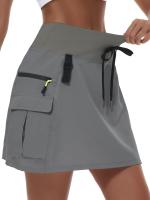 Pantalones casuales de golf de cintura alta para mujer con cremallera y múltiples bolsillos para escalada al aire libre, pantalones cortos deportivos de secado rápido - details 6
