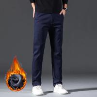 Pantalones informales de invierno para hombre, pantalones cálidos de felpa de estilo clásico para negocios, pantalones de piel gruesa Regular, pantalones formales rectos elásticos de lana para hombre - details 21
