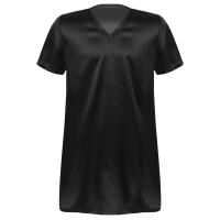 Camisón de satén para hombre y mujer, ropa de dormir de manga corta con cuello en V, ropa de dormir para el hogar, ropa de dormir con abertura lateral, albornoz para dormir - details 3