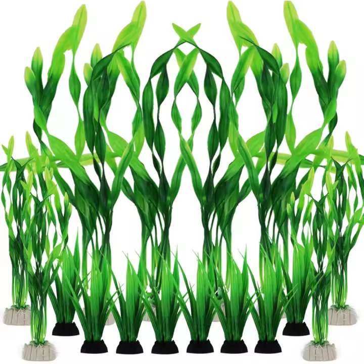 Plantas artificiales para acuario, decoración de pecera, plantas verdes, 16 piezas - 1