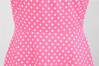 Women summer polka dot party short sleeve sailor collar elegant casual vintage a-line midi dress - details 6