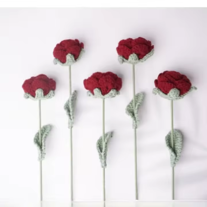 Flor de simulación de elegancia moderna, decoración del hogar, mesa de comedor, rosa de punto, ramo individual, flor Artificial de boda, 1 unidad - 1