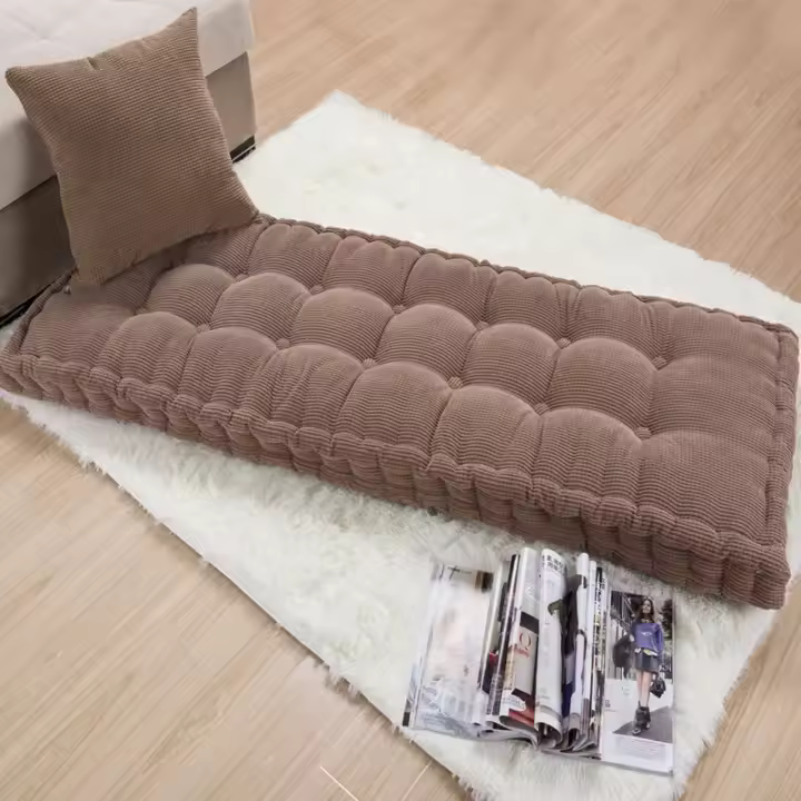 Cojín grueso de pana para el hogar y la Oficina, cojín largo de Color sólido, Tatami, personalizable, para el suelo, para invierno - 1