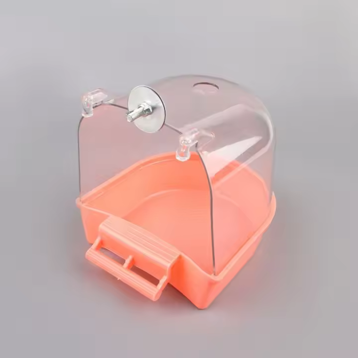 Práctica caja de ducha de plástico para pájaros, bañera antideslizante colorida para periquitos, montaje en pared, bañera para loros, jaula para mascotas - 1