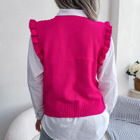Suéter de punto sin mangas con volantes para mujer, chaleco informal, Otoño e Invierno - details 6