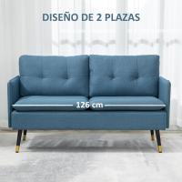 Sofá Moderno de 2 Plazas Sofá de Sala con Tapiz de Poliéster, 4 Almohadillas y Patas de Acero - details 32