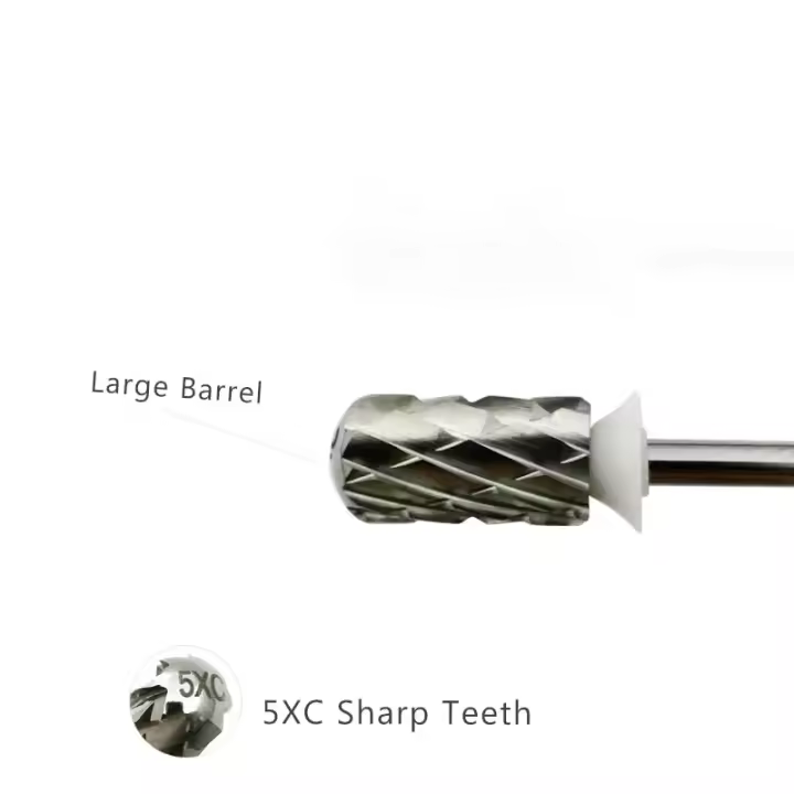 HYTOOS 5XC Broca de Clavos de Barril Punta Redonda de Carburo de Seguridad para Manicura de Gel Grueso Accesorios de Herramientas de Belleza - 1