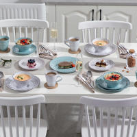 Vancasso-Juego de vajilla de gres con plato de cena, plato de postre, tazón, taza, servicio para 4 personas, VINE 16 - details 2