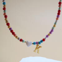 Collar de acero inoxidable para mujer, Gargantilla a mano de perlas de colores con letras pequeñas, con lindas iniciales, joyas bohe - details 9