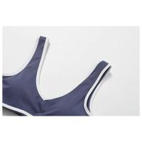 Top deportivo sin costuras con bloques de color y logotipo personalizado para mujer, top corto informal con cuello en V, chaleco clásico sin mangas - details 11