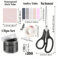 9 piezas de material de oficina, grapadora de escritorio manual, dispensador de cinta, tijeras, juego de clips, carpetas de clips, pestañas de índice y notas adhesivas - details 0