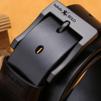Cinturón de cuero genuino para Hombre, correa de negocios con hebilla de Pin, color negro, marca de diseñador de lujo, 2023 - details 4