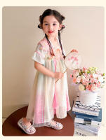 Vestido de princesa mejorado estilo Tang antiguo Hanfu con hombros descubiertos y nube de encaje bordado edición china de verano para niñas - details 16
