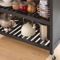 Carrito de Cocina con 2 cajones y 2 estantes, con Tablero Grande, Madera de ingeniería, Blanco, L98 x P58 x H94cm,ES - details 14
