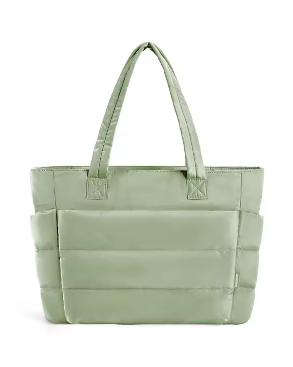 Bolso de mano acolchado, bolso portátil para mujer, sólido, para viajes de ocio. - 1