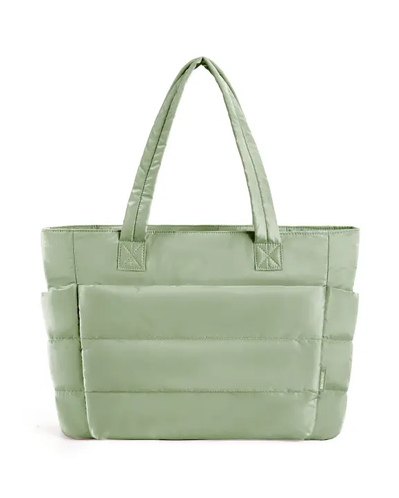 Bolso de mano acolchado, bolso portátil para mujer, sólido, para viajes de ocio. - 1