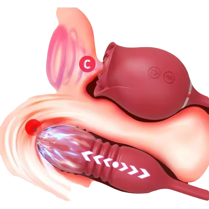 Leten Vibrador-Dildo Rosas Estimulador de Clítoris y Punto G para Parejas Adultas - 1