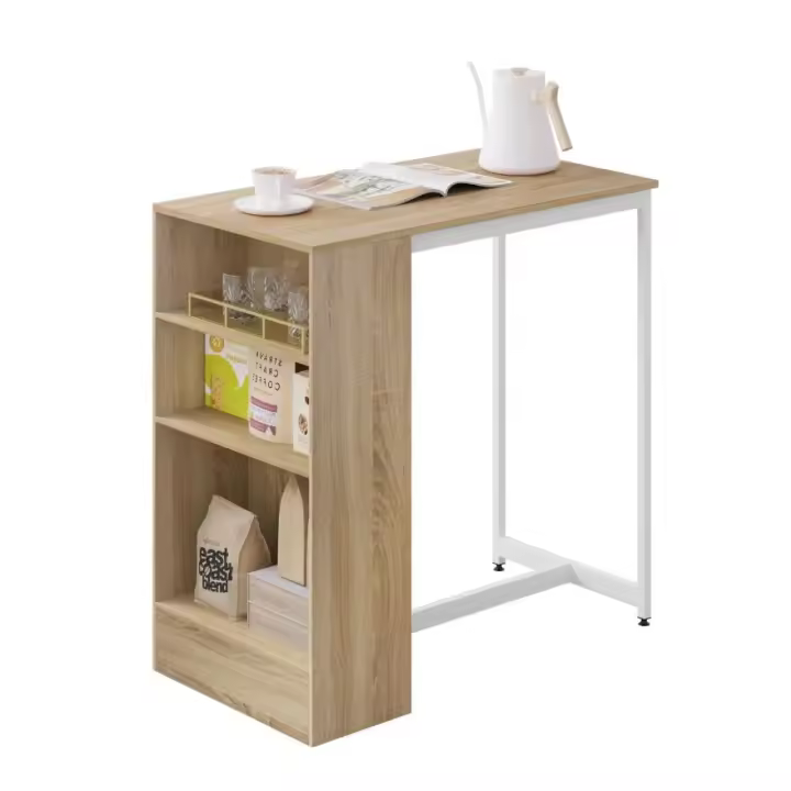 Mesa de bistró Mesa de bar de 91 x 49 x 91 cm con 3 estantes Mesa de pie de consola alta para café, cocina, fiesta, cóctel (no incluye el taburete de bar) - 1