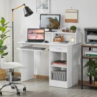Mesa de Escritorio Blanca Espacio de Almacenamiento con Soporte de Monitor Ideal para Oficina - details 1