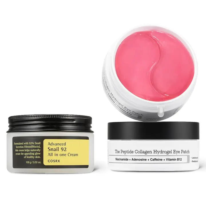 COSRX Snail Mucin 92% Crema + Parche ocular de hidrogel de colágeno peptídico, cuidado de la piel coreano - 1