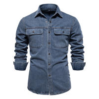 Camisa vaquera lavada de alta calidad para hombre, camisa informal de manga larga de algodón, otoño 2024 - details 3
