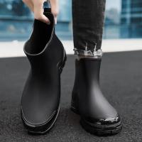 Botas de lluvia para hombre, botas desnudas a la moda, zapatos antideslizantes para trabajo de Chef, zapatos de pesca de goma impermeables y duraderos, zapatillas de deporte para hombre 2023 - details 4