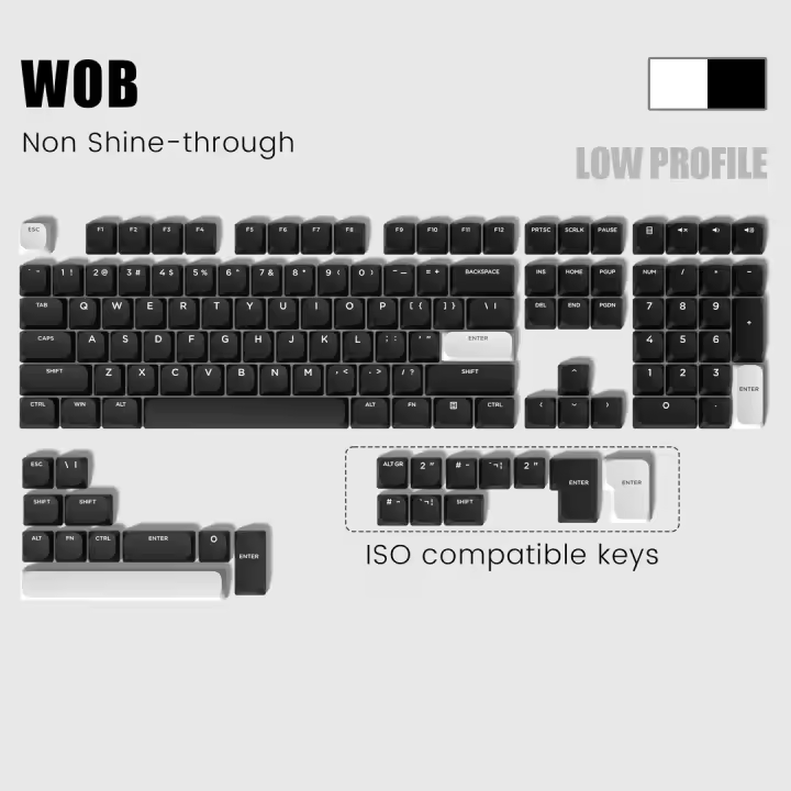 Teclas PBT de bajo perfil para Gamer, teclas delgadas personalizadas para 144, 60%, 65%, 75%, Gateron Cherry MX, interruptores mecánicos, 100% teclas - 1