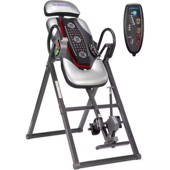 INVERPRO Modelo A Mesa de inversión de lujo de alta resistencia con calor y masaje avanzado, capacidad de 320 lb, gris/negro - 1