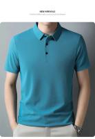 Polos hombre manga corta ropa hombre Primavera verano nuevos hombres Casual Waffle manga corta Polo moda Color sólido Top - details 5