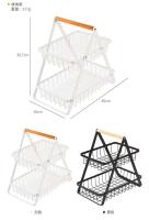 Cesta de frutas portátil de 2 capas, cesta de metal rectangular desmontable con mango de madera, organizador de cocina - details 2